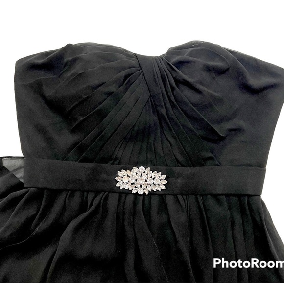 Milano Formals Strapless Semi-Sweetheart Pleated Short Party Dress Black Size 2 - Picture 2 of 9